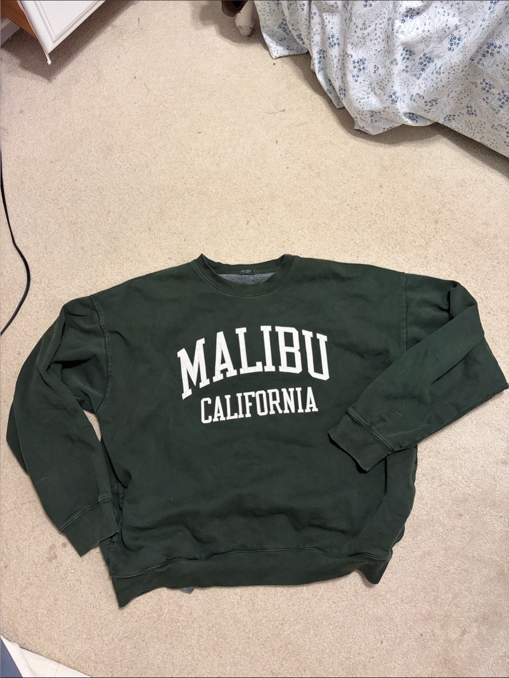 Brandy Melville Dark Green 'Malibu California' Crewneck Sweatshirt